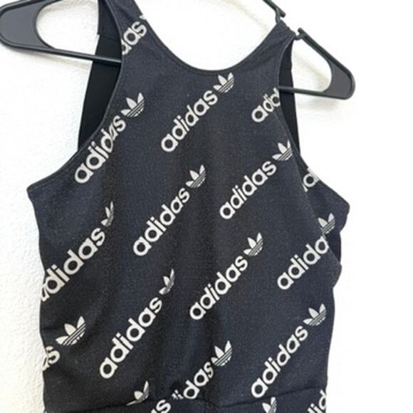 Adidas Trefoil Jumpsuit Logo Print Black White S Sporty Streetwear Y2K - Picture 3 of 7